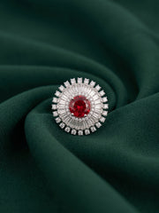 Silver-Plated AD Stone Studded Ring for Women