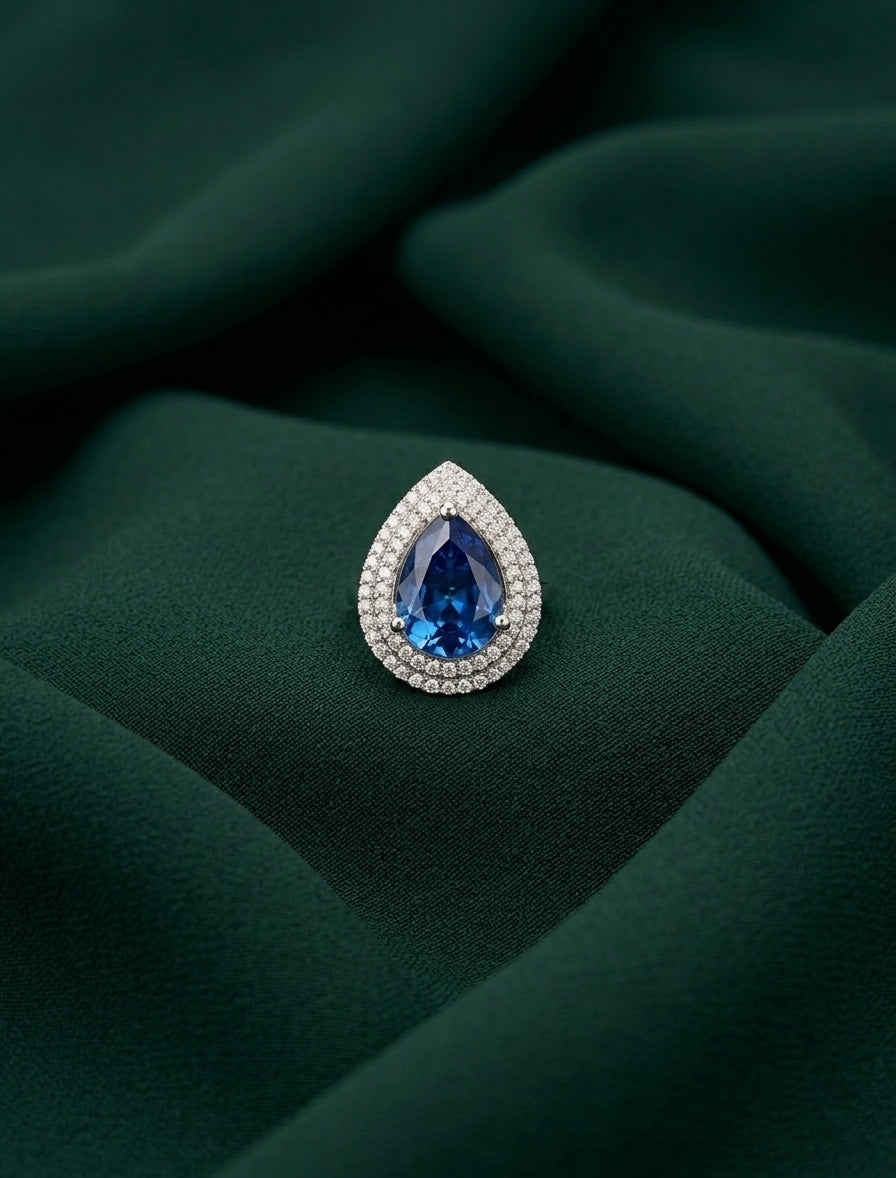 Silver-Plated AD Stone Studded Ring for Women
