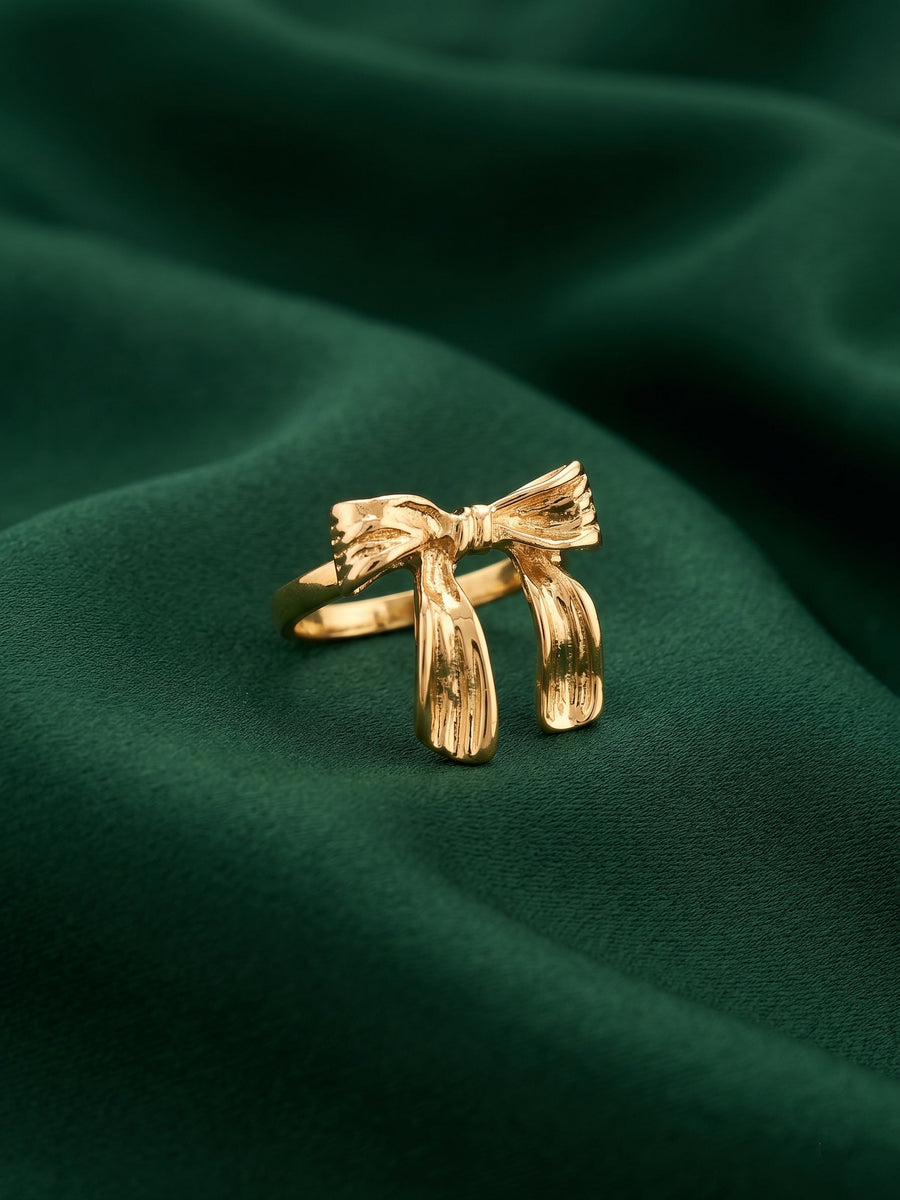 Gold Plated Bow Shaped Ring For Women