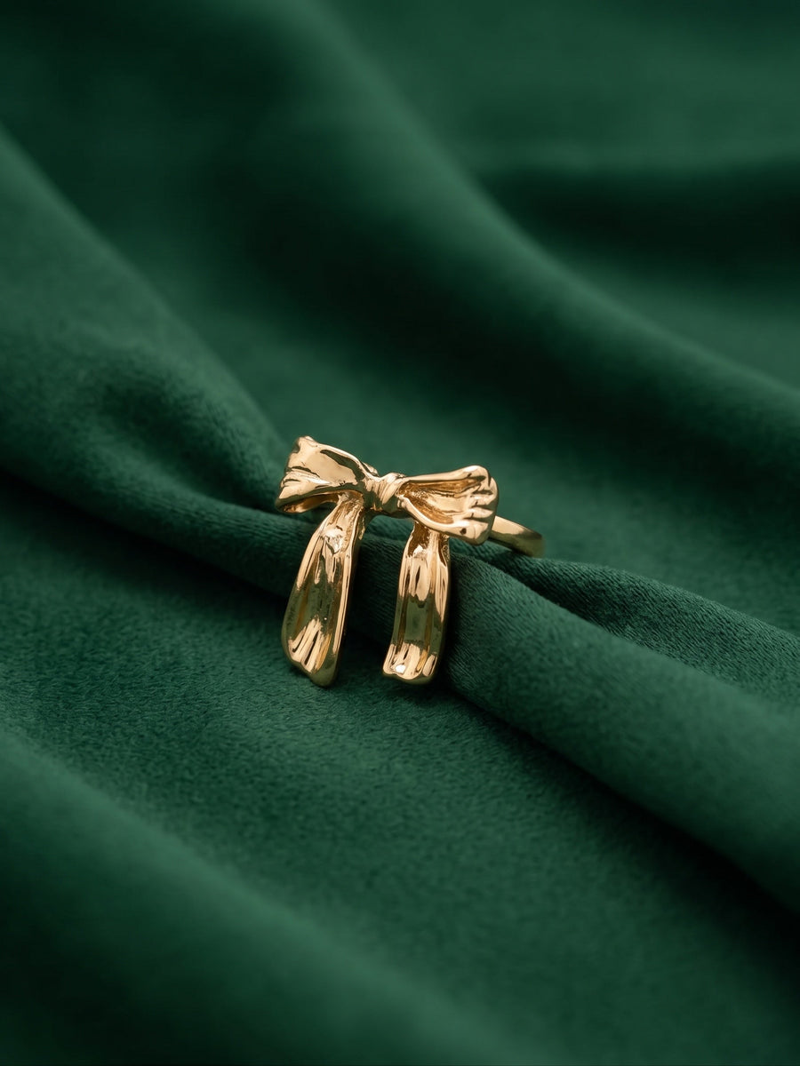 Gold Plated Bow Shaped Ring For Women