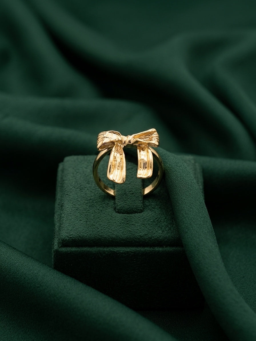 Gold Plated Bow Shaped Ring For Women
