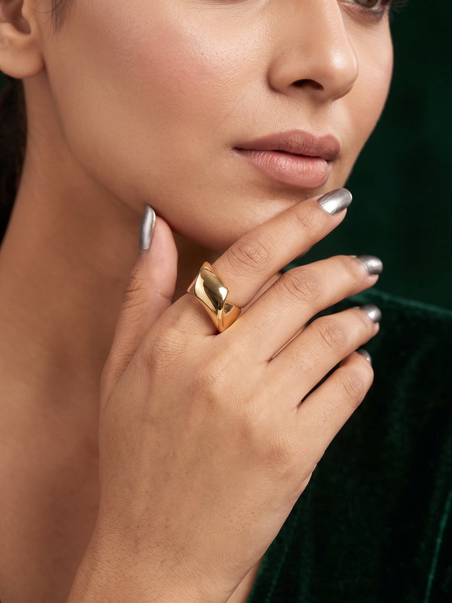 Gold Plated Trendy Style Ring For Women