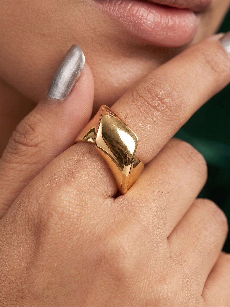 Gold Plated Trendy Style Ring For Women