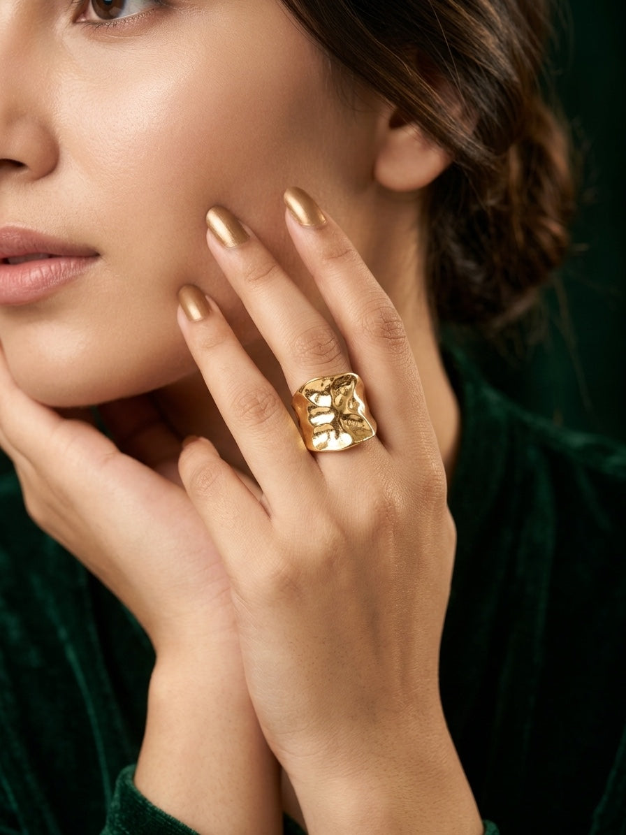 Gold Plated Contaporery Ring For Women