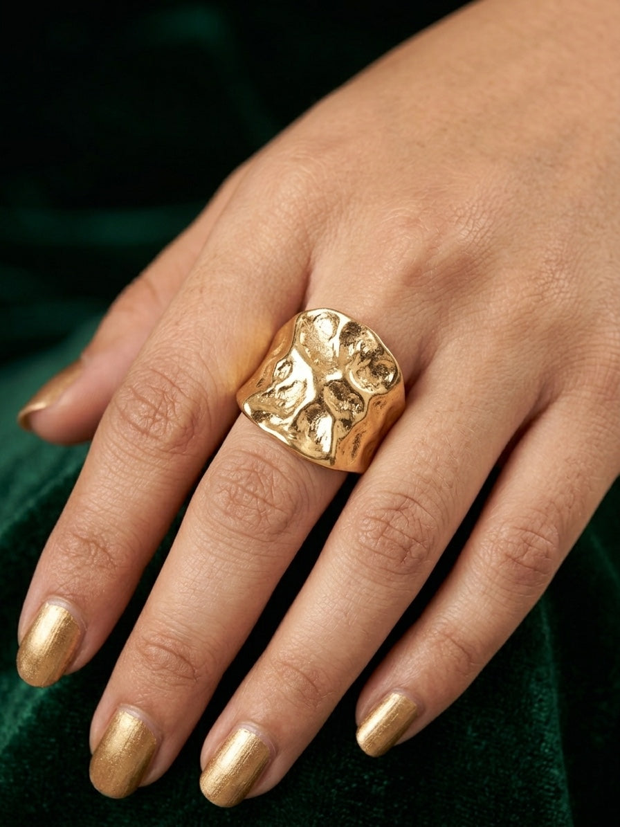 Gold Plated Contaporery Ring For Women