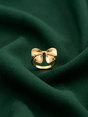 Gold Plated Bow Shaped Ring For Women