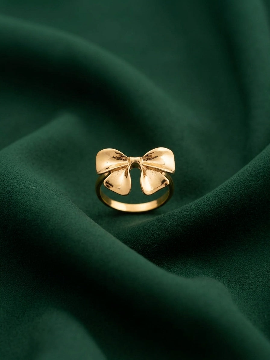 Gold Plated Bow Shaped Ring For Women