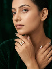 Gold Plated Bow Shaped Ring For Women