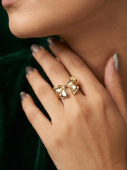 Gold Plated Bow Shaped Ring For Women