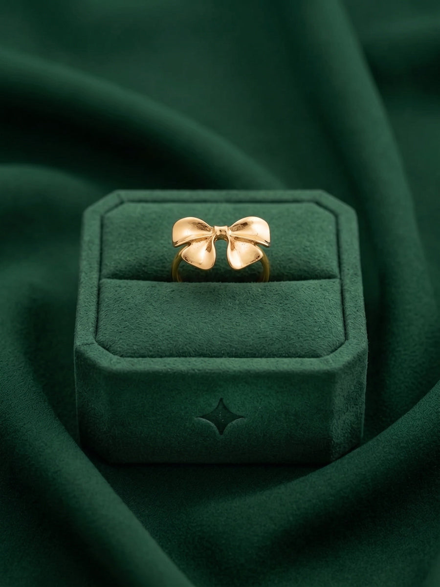 Gold Plated Bow Shaped Ring For Women
