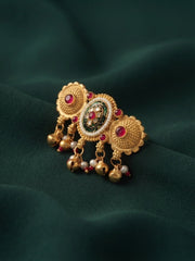 Women Gold-Plated Stone Studded Traditional Statement Ring