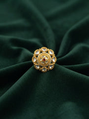 Women Gold-Plated Kundan Traditional Statement Ring