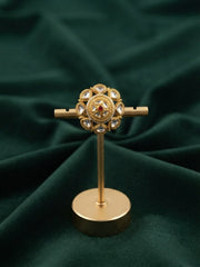 Women Gold-Plated Kundan Traditional Statement Ring