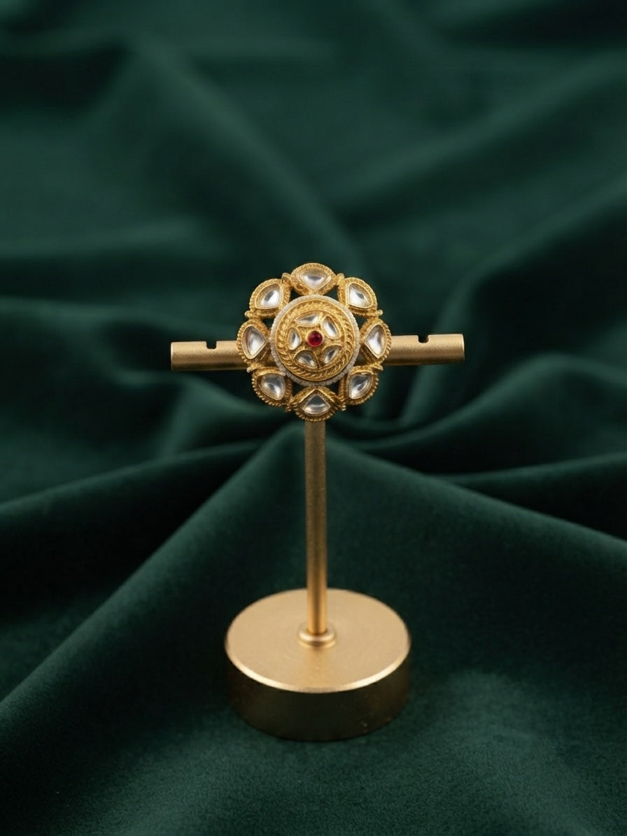 Women Gold-Plated Kundan Traditional Statement Ring