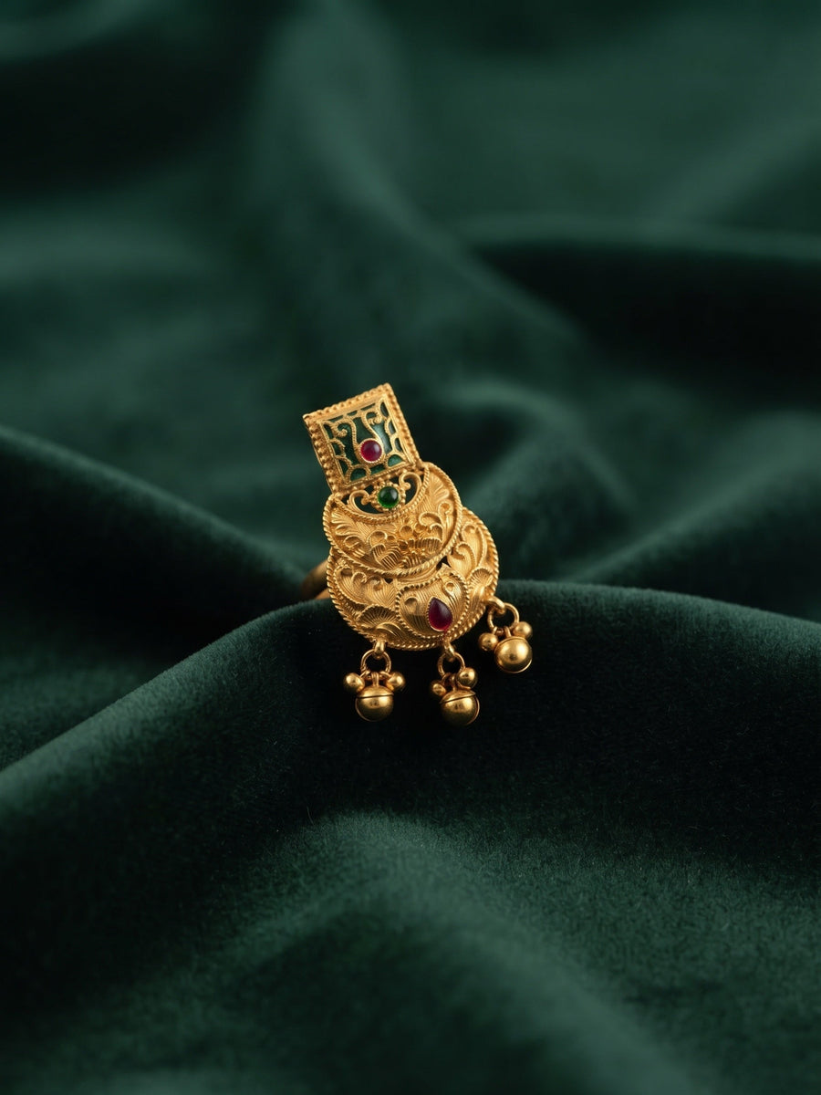 Women Gold-Plated Meenakari Traditional Statement Ring