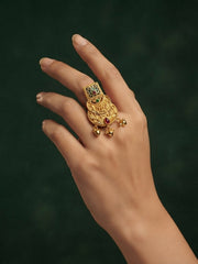 Women Gold-Plated Meenakari Traditional Statement Ring