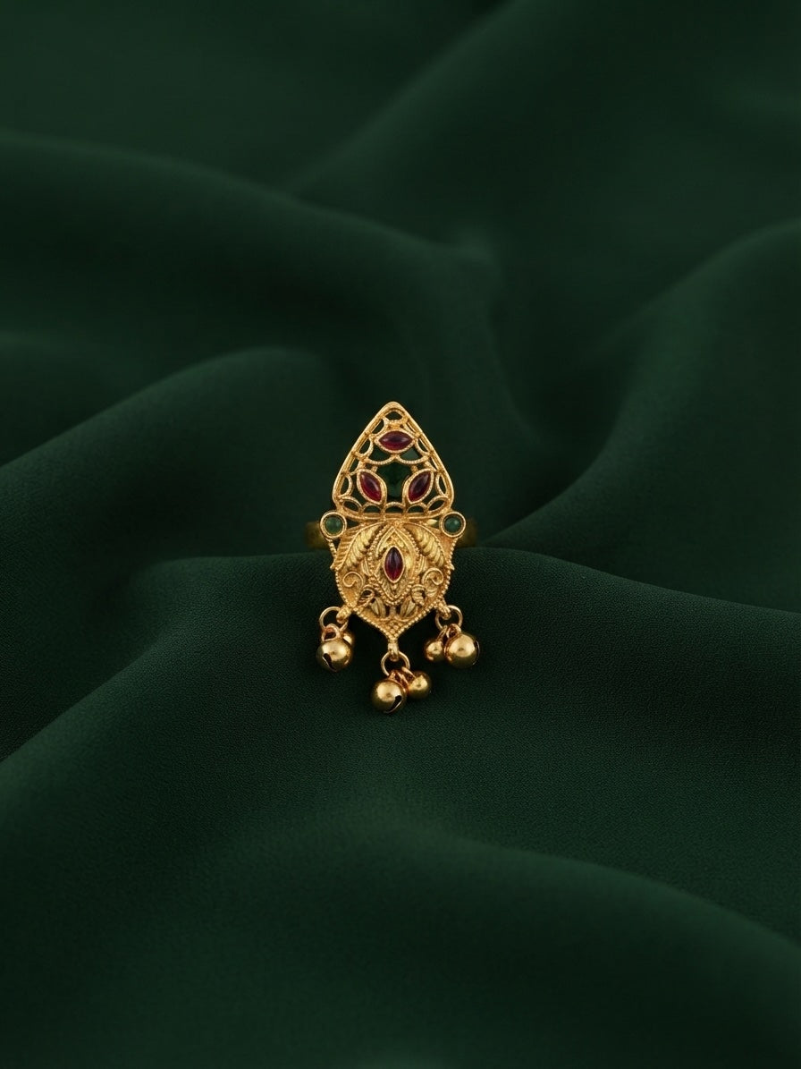Women Gold-Plated Meenakari Traditional Statement Ring