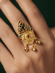 Women Gold-Plated Meenakari Traditional Statement Ring