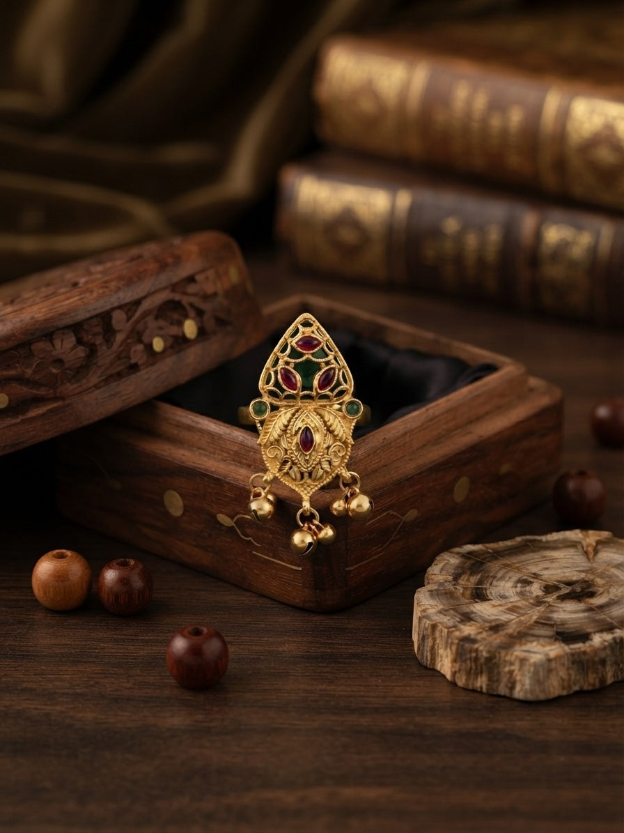 Women Gold-Plated Meenakari Traditional Statement Ring