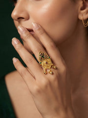 Women Gold-Plated Meenakari Traditional Statement Ring