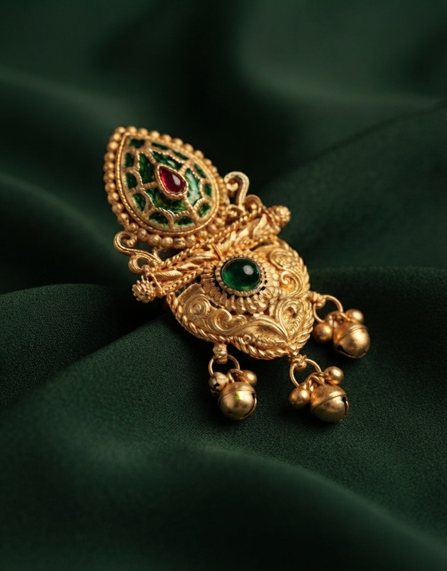 Women Gold-Plated Meenakari Traditional Statement Ring