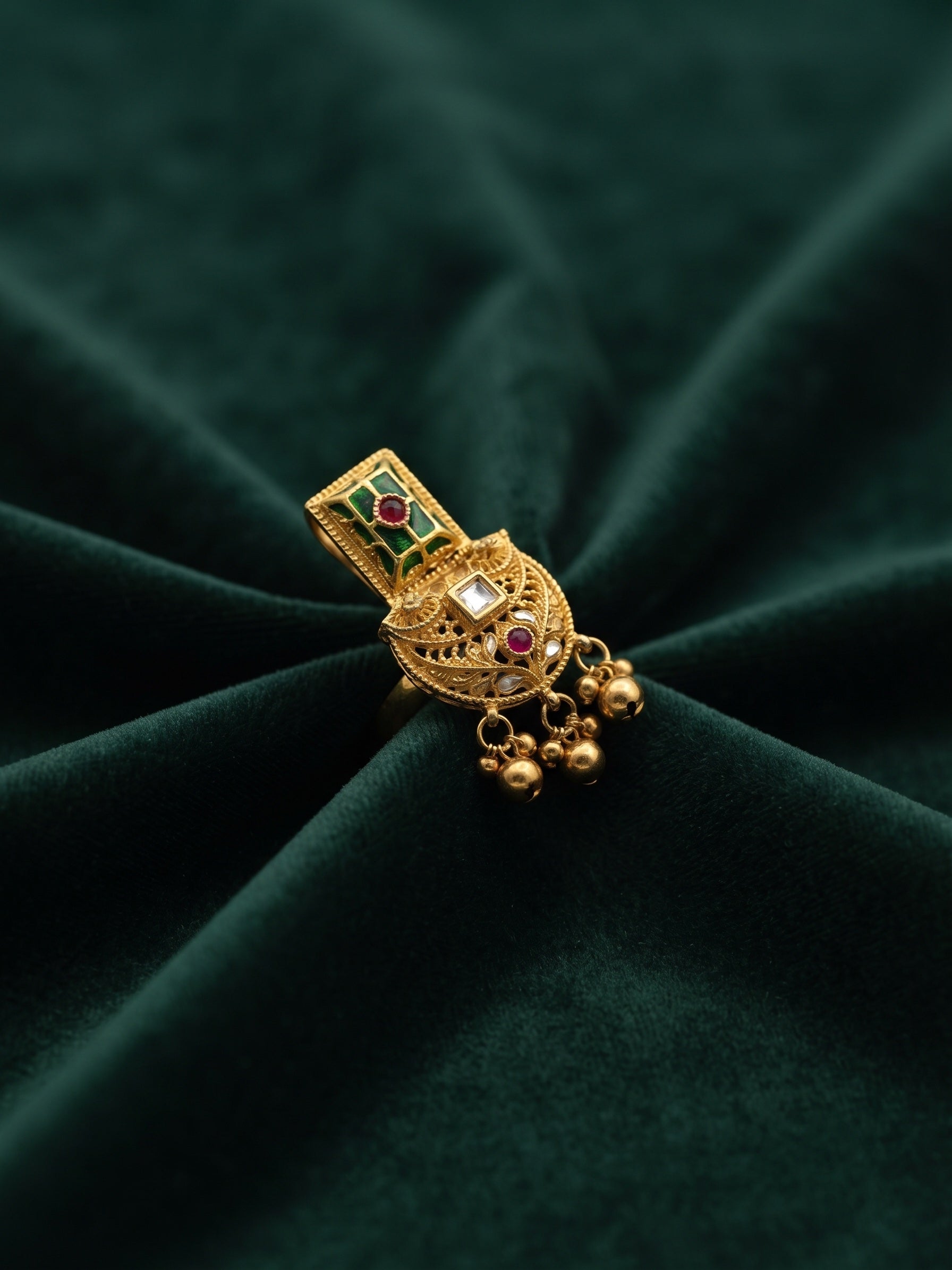 Women Gold-Plated Meenakari Traditional Statement Ring