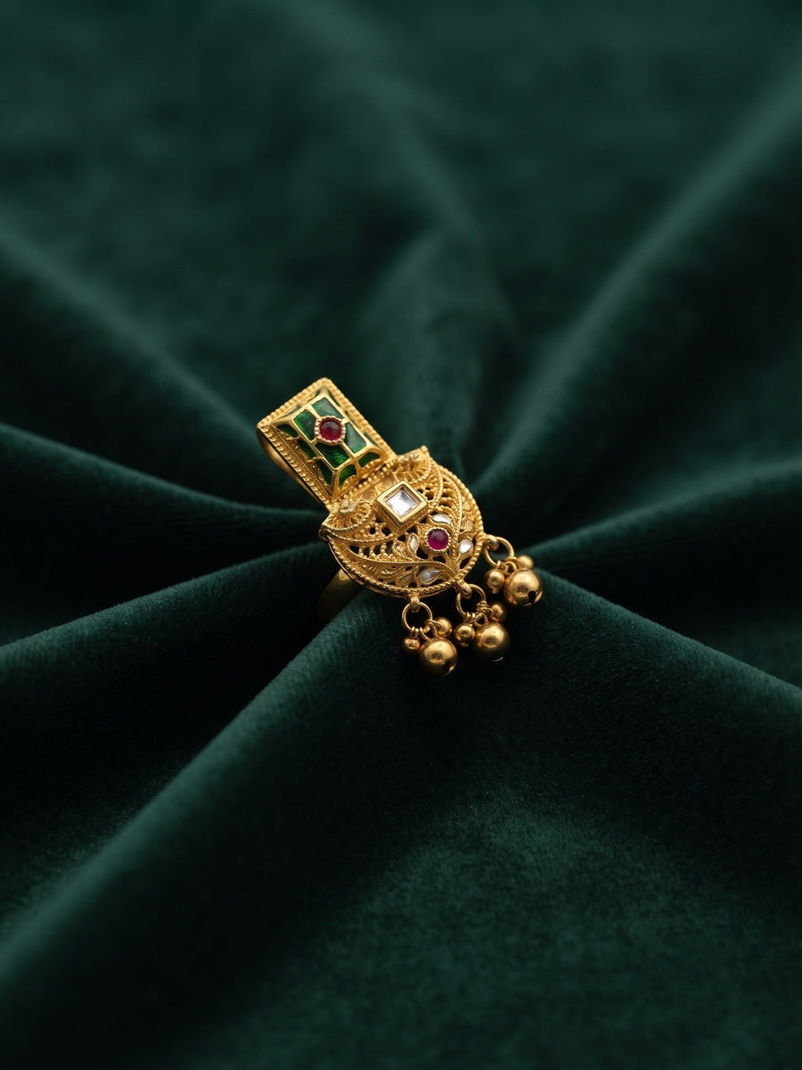 Women Gold-Plated Meenakari Traditional Statement Ring
