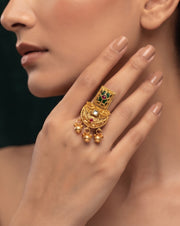 Women Gold-Plated Meenakari Traditional Statement Ring