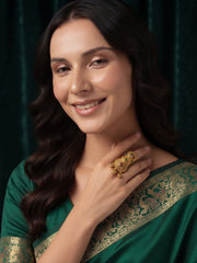 Women Gold-Plated Meenakari Traditional Statement Ring
