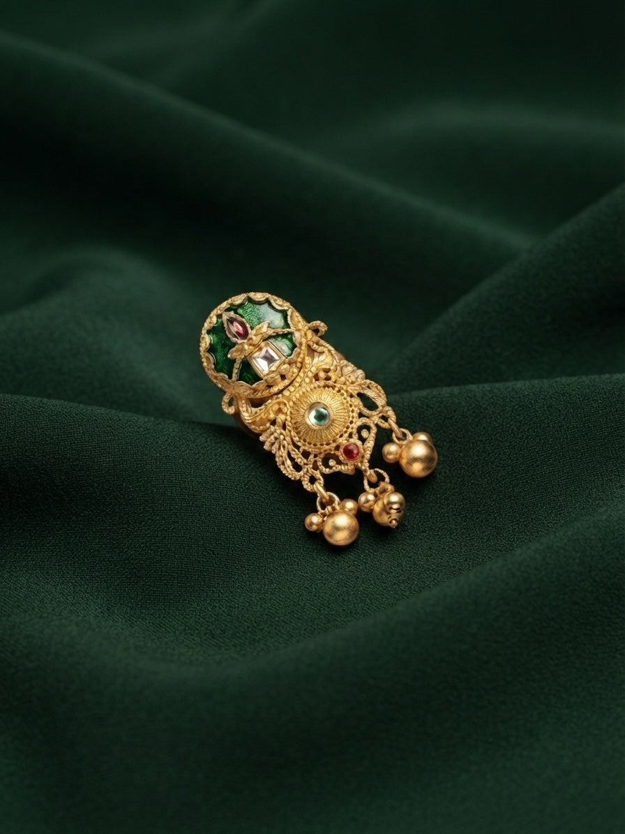 Women Gold-Plated Meenakari Traditional Statement Ring