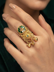 Women Gold-Plated Meenakari Traditional Statement Ring