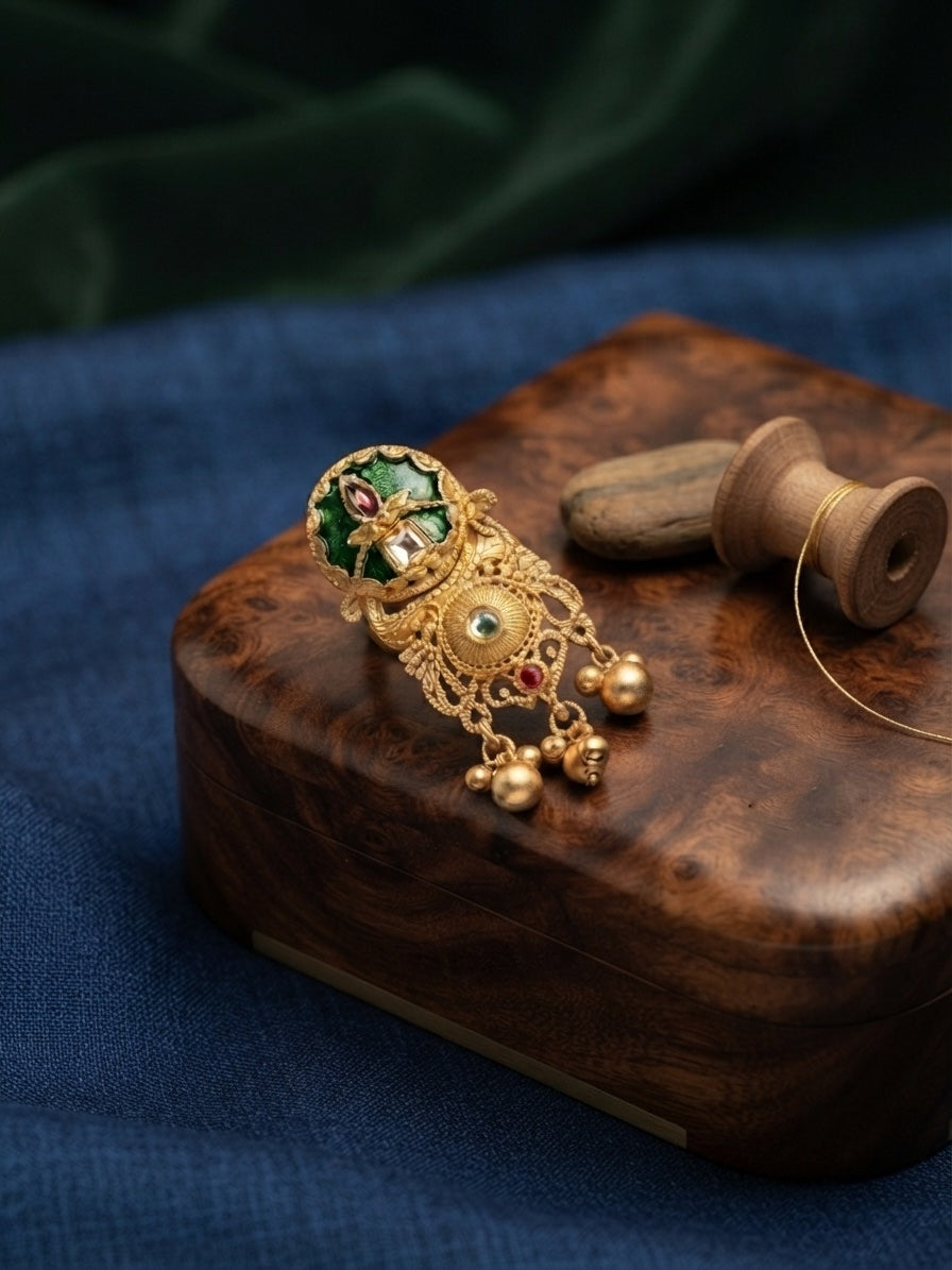 Women Gold-Plated Meenakari Traditional Statement Ring