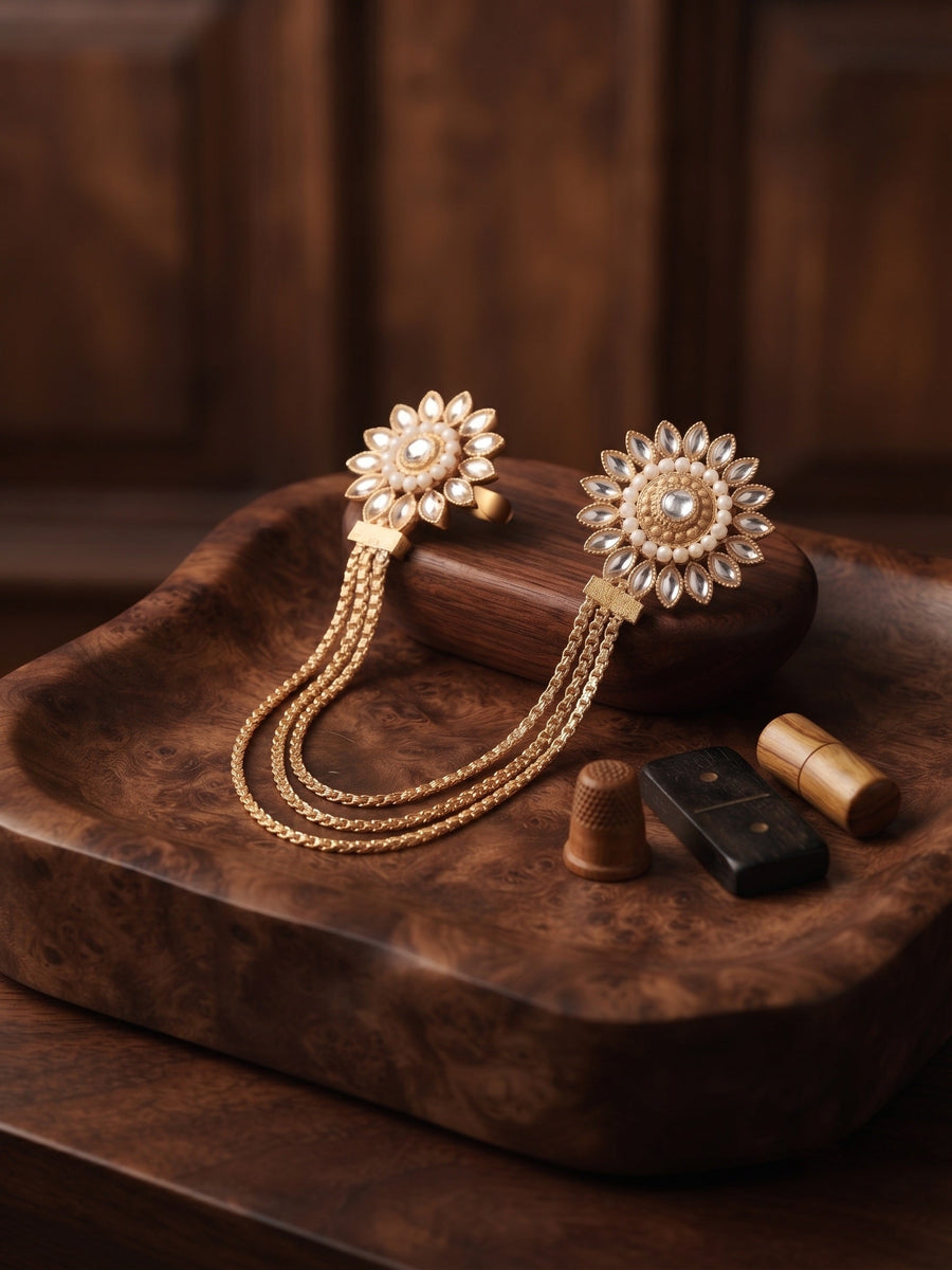 Women Silver-Plated Traditional Statement Double Finger Ring