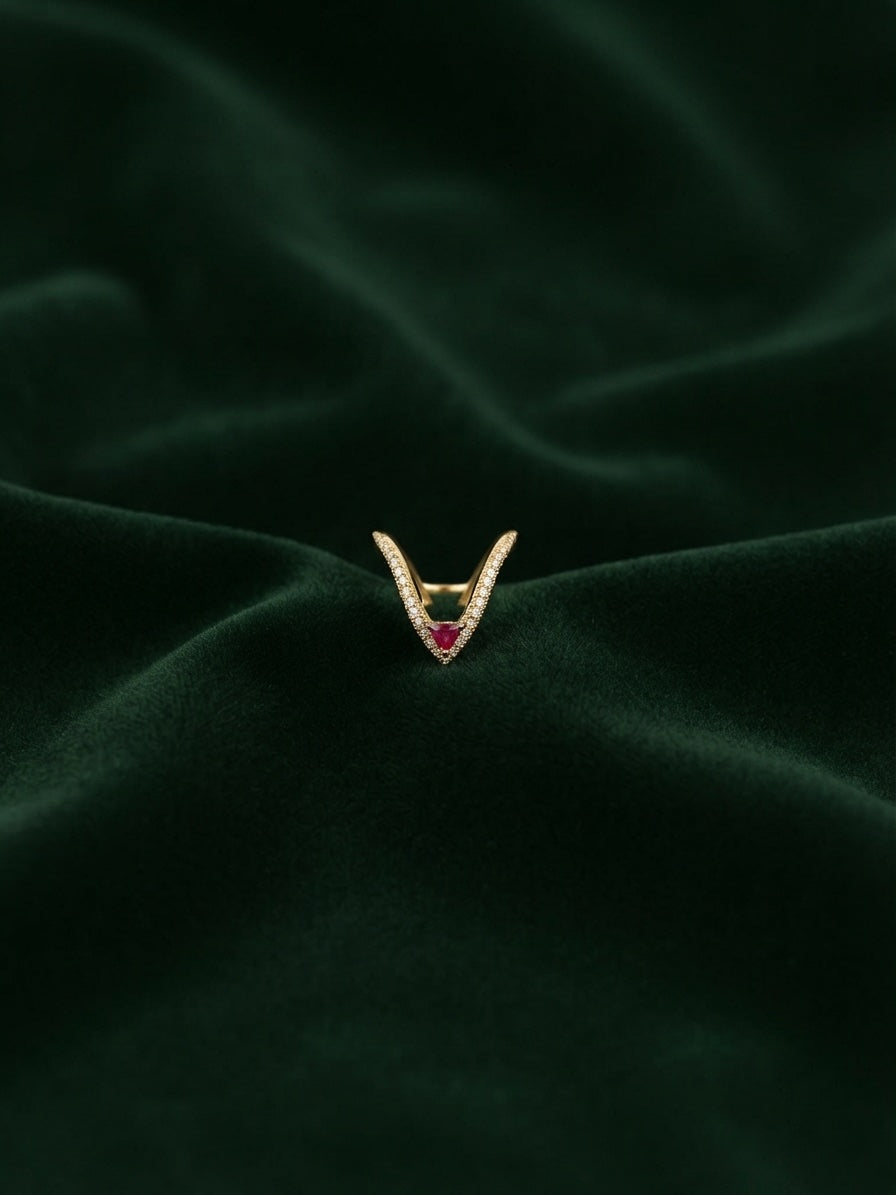 Women Gold-Plated Stone Studded Ring
