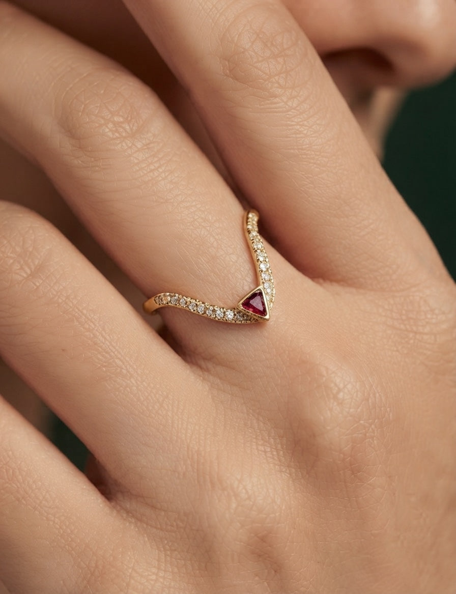 Women Gold-Plated Stone Studded Ring