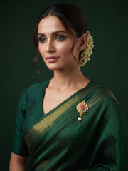Women Gold Plated Kundan Studded Saree Clip Saree Accessories