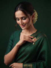 Women Gold Plated Kundan Studded Saree Clip Saree Accessories