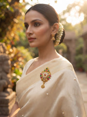 Women Gold Plated Kundan Studded Saree Clip Saree Accessories